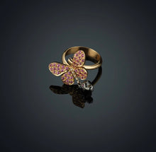Load image into Gallery viewer, VICTORY OF THE SOUL-55R- 18k solid rose Gold ring with diamonds brilliant cut, pink sapphires and rubies
