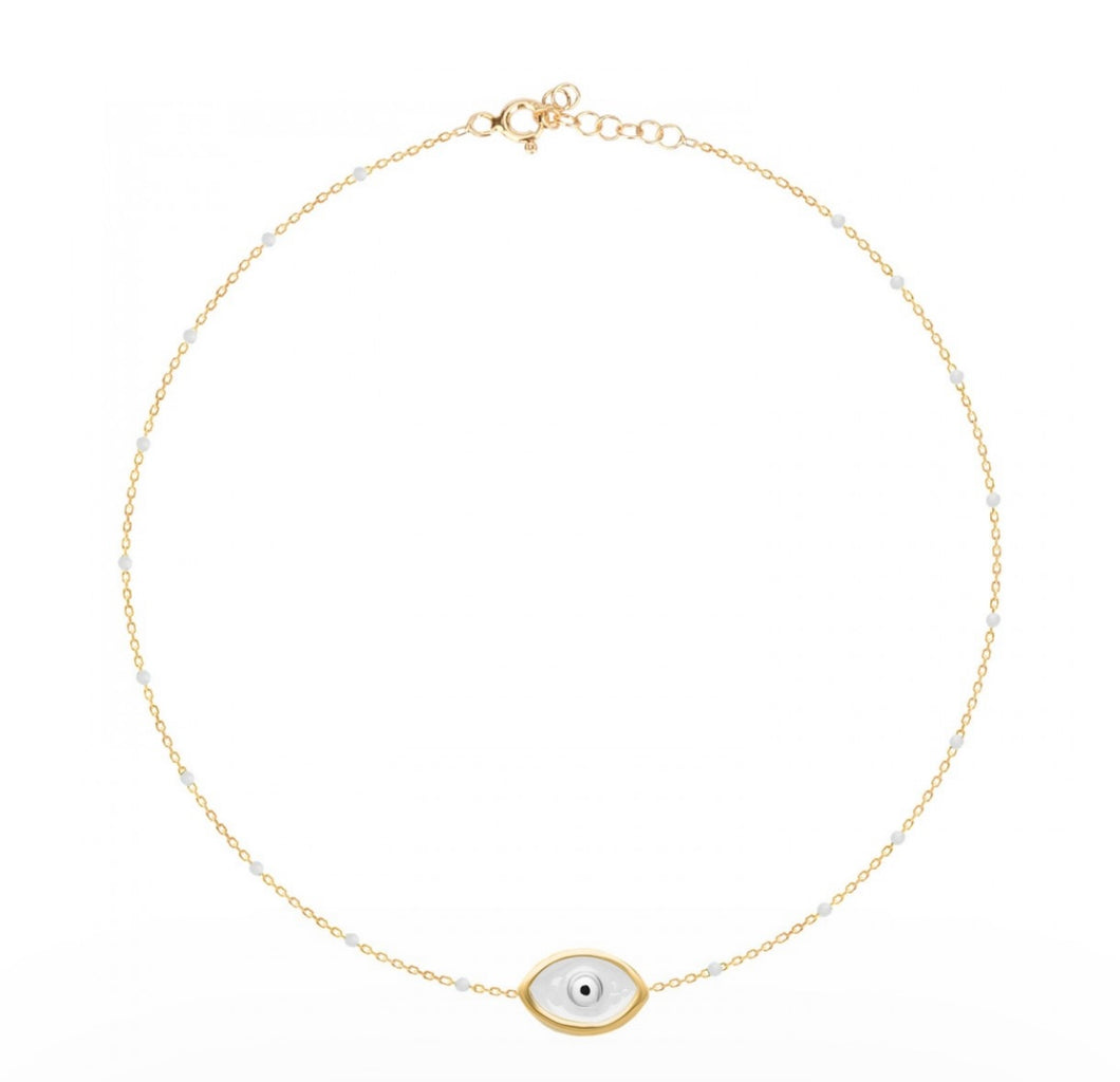 925 Sterling Silver  Evil Eye Necklace with  24K Gold Plated 0.80cm,0.50cm