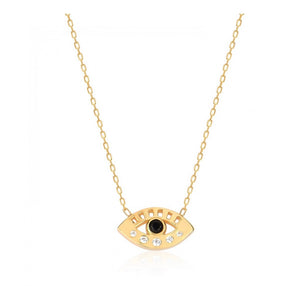 925 sterling silver evil eye necklace with 24K gold plated  1.30cm-0.80cm