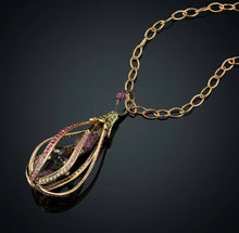 Load image into Gallery viewer, DECEPTION -63Ρ-18k solid rose Gold pendant with diamonds,rubies , tsavorites and pink sapphires
