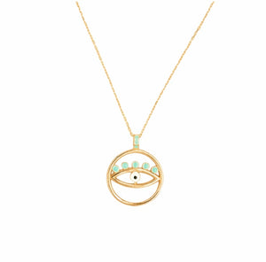 925 sterling silver evil eye necklace with 24K gold plated 2cm-2cm