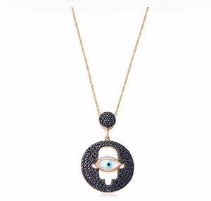 925 sterling silver evil eye necklace with 24K gold plated 1.80cm-1.80cm
