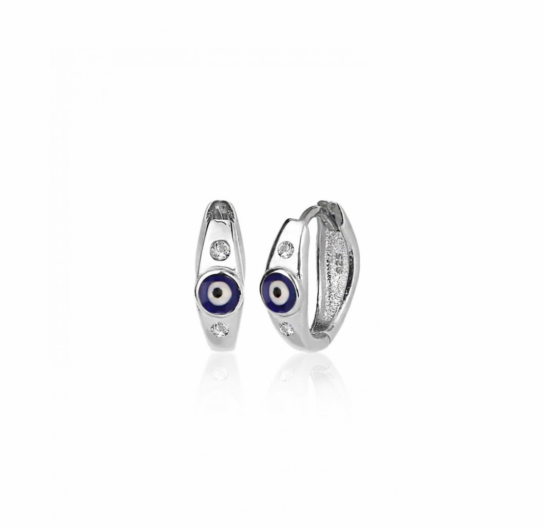 925 sterling silver hoops evil eye earring with 24k white gold plated