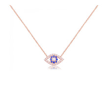 Load image into Gallery viewer, 925 sterling silver evil eye necklace with 24K gold plated 1.40cm-0.80cm
