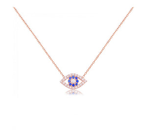 925 sterling silver evil eye necklace with 24K gold plated 1.40cm-0.80cm