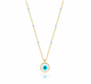 925 sterling silver evil eye necklace with 24K  gold plated  0.70cm-0.70cm