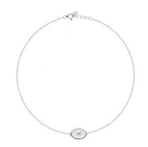 925 Sterling Silver  Evil Eye Necklace with  24K white Gold Plated 0.80cm,0.50cm