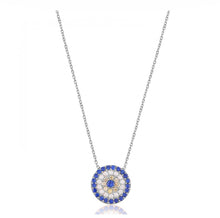 Load image into Gallery viewer, 925 sterling silver evil eye necklace with 24K white gold plated  1.20cm-1.20cm
