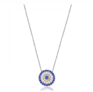 925 sterling silver evil eye necklace with 24K white gold plated  1.20cm-1.20cm