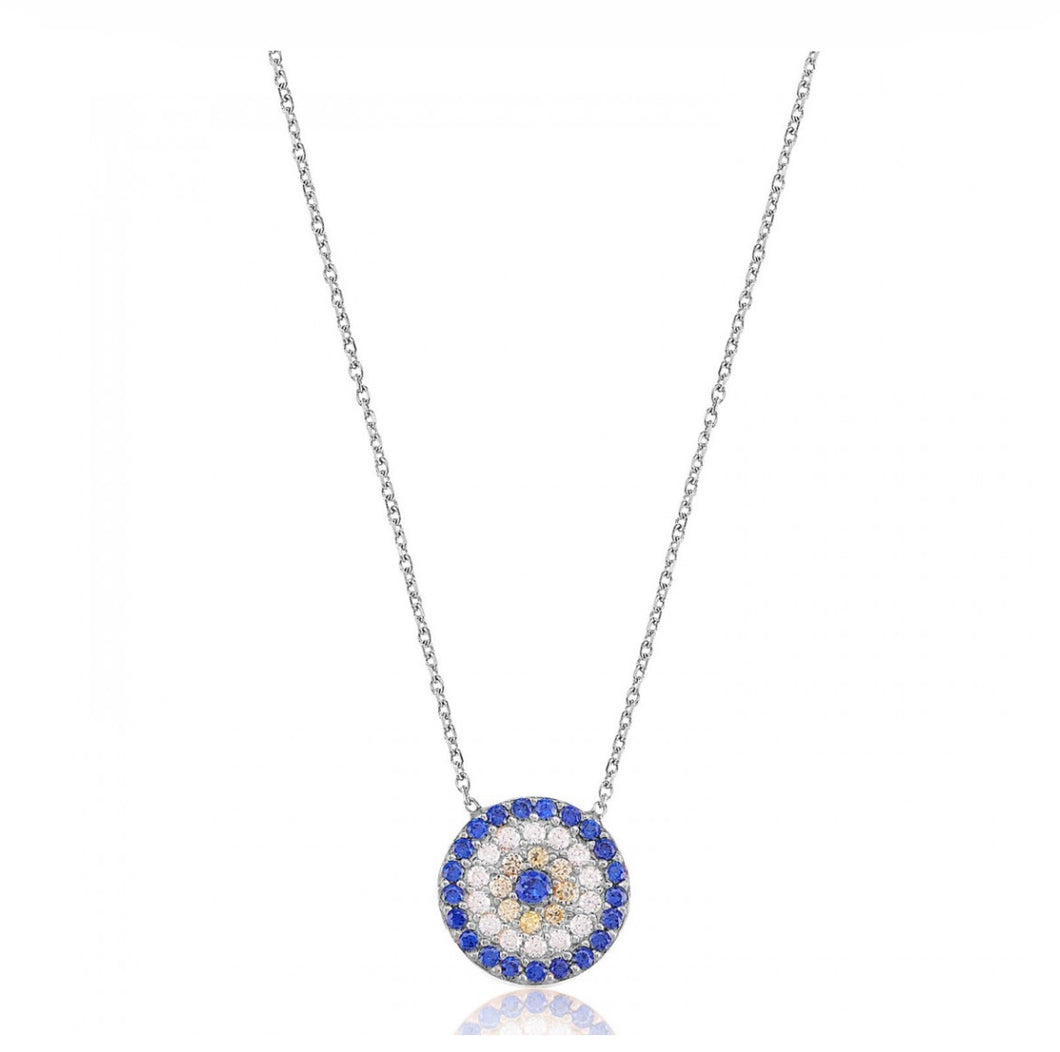 925 sterling silver evil eye necklace with 24K white gold plated  1.20cm-1.20cm