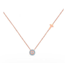 Load image into Gallery viewer, 925 sterling silver evil eye cross necklace with 24K gold plated 0.50cm-0.50cm
