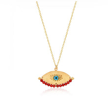 Load image into Gallery viewer, 925 sterling silver evil eye necklace with 24K gold plated  1.40cm-2.80cm
