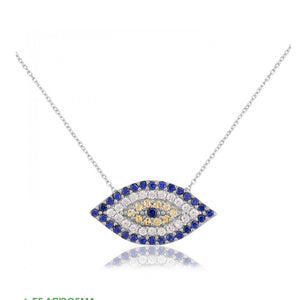 925 sterling silver evil eye necklace with 24K white gold plated  2.20cm-1.20cm