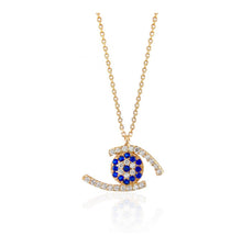 Load image into Gallery viewer, 925 sterling silver evil eye necklace with 24K gold plated 1.30cm-1cm
