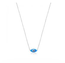 Load image into Gallery viewer, 925 Sterling Silver  Evil Eye opal Necklace with 24K Gold Plated 1cm-0.50cm

