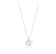 Load image into Gallery viewer, 925 sterling silver evil eye necklace with 24K white gold plated  1cm-0.50cm
