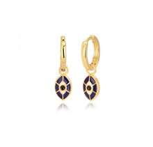 Load image into Gallery viewer, 925 sterling silver hoops evil eye earring with 24k gold plated 0.60cm-1cm
