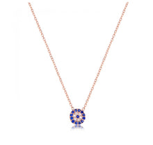 Load image into Gallery viewer, 925 sterling silver evil eye necklace with 24K rose gold plated  0.50cm-0.50cm
