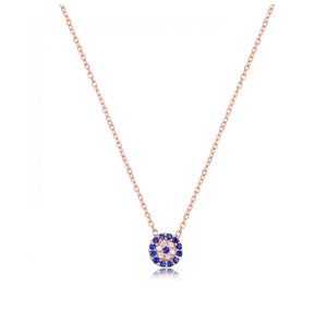 925 sterling silver evil eye necklace with 24K rose gold plated  0.50cm-0.50cm