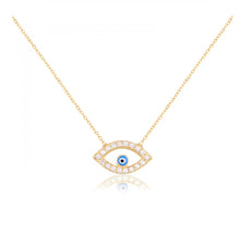 Load image into Gallery viewer, 925 sterling silver evil eye necklace with 24K gold plated  0.70cm-1.30cm
