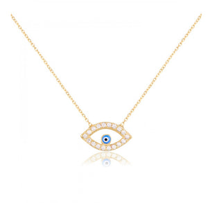 925 sterling silver evil eye necklace with 24K gold plated  0.70cm-1.30cm