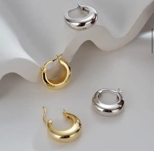 925 sterling silver hoops earrings with 24k gold plated 1.70cm-1.9cm