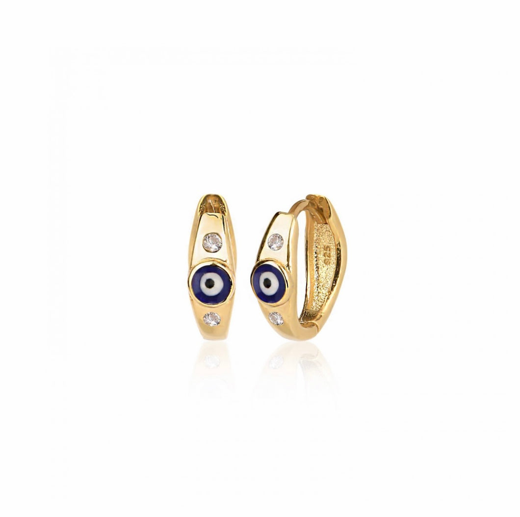 925 sterling silver hoops evil eye earring with 24k gold plated