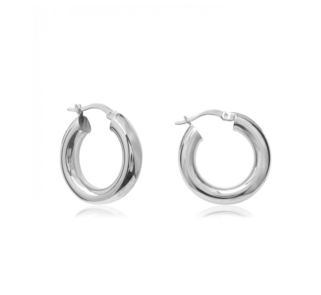 925 sterling silver hoops earrings with 24k white gold plated 2cm