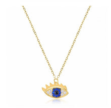 Load image into Gallery viewer, 925 sterling silver evil eye necklace with 24K gold plated  1cm-1.20cm
