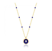 Load image into Gallery viewer, 925 sterling silver evil eye necklace with 24K  gold plated  0.70cm-0.70cm
