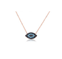 Load image into Gallery viewer, 925 sterling silver evil eye necklace with 24K gold plated 1cm-0.60cm
