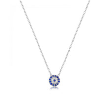 Load image into Gallery viewer, 925 sterling silver evil eye necklace with 24K white gold plated  0.50cm-0.50cm
