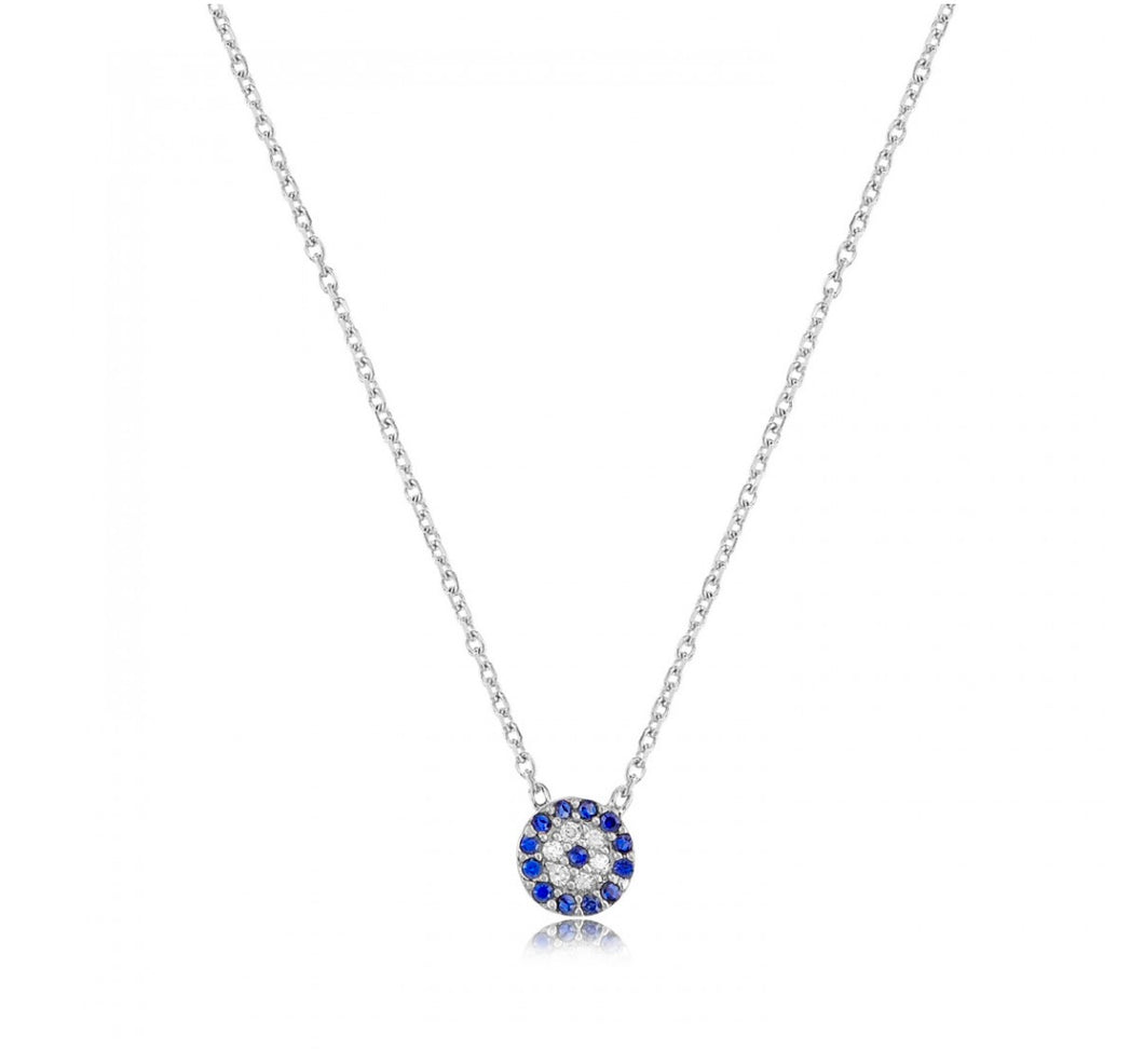 925 sterling silver evil eye necklace with 24K white gold plated  0.50cm-0.50cm