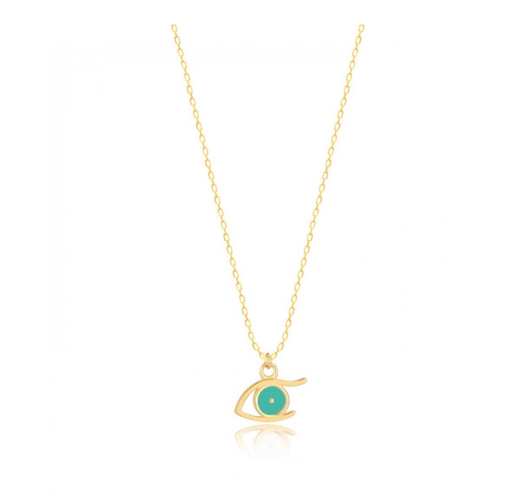 925 sterling silver evil eye necklace with 24K gold plated  1cm-0.50cm