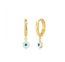 Load image into Gallery viewer, 925 sterling silver hoops evil eye earring with 24k gold plated 0.70cm-0.70cm
