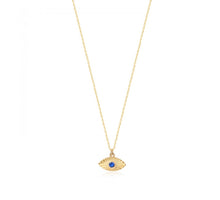 Load image into Gallery viewer, 925 sterling silver evil eye necklace with 24K gold plated  1.20cm-0.70cm
