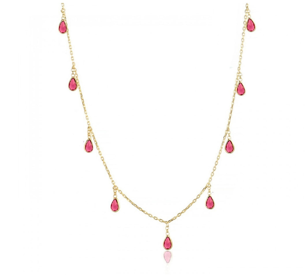 925 sterling silver necklace with zircon stones and 24k gold plated
