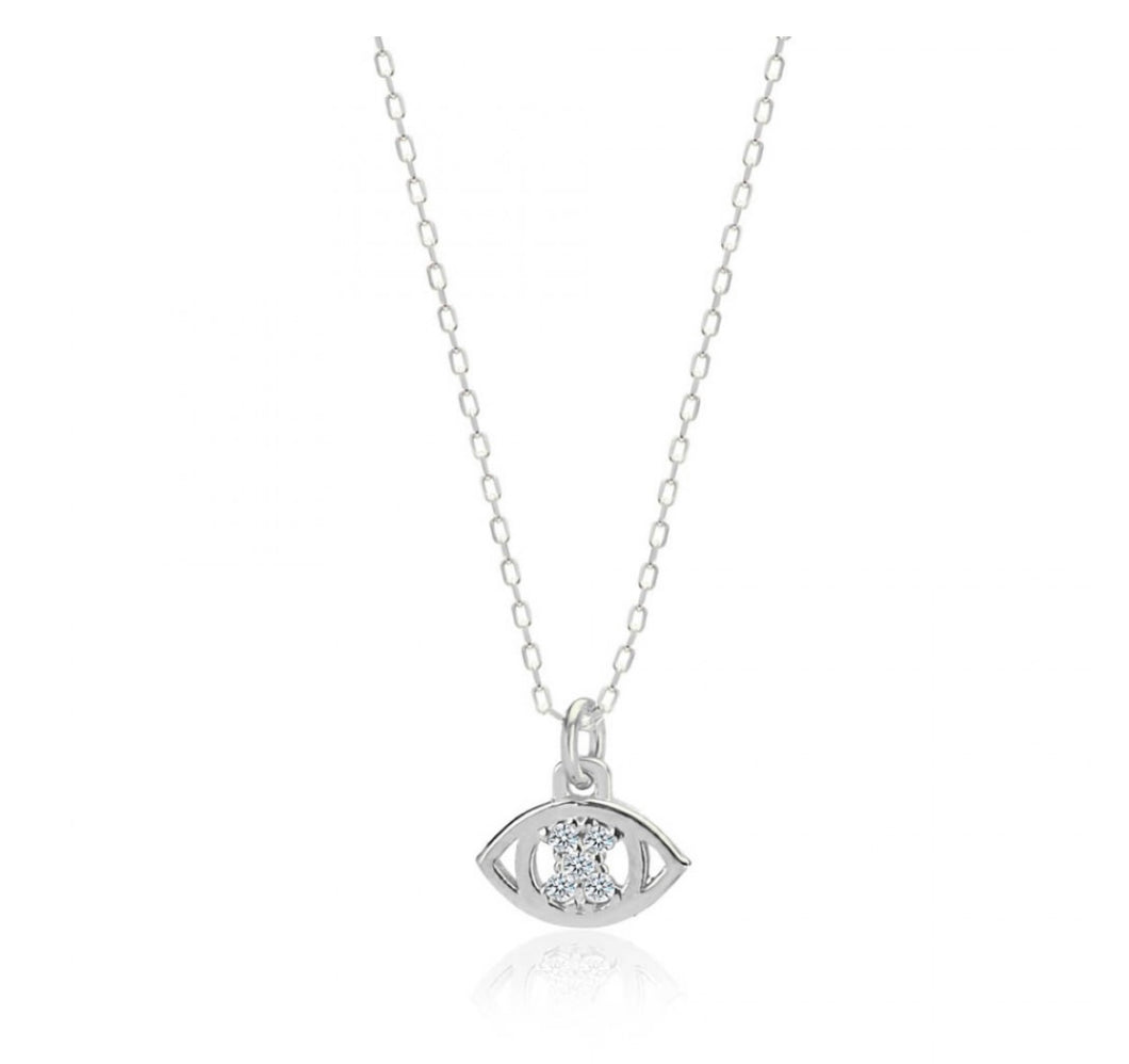 925 sterling silver evil eye necklace with 24K gold plated 0.8cm-0.50cm