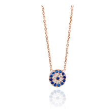 Load image into Gallery viewer, 925 sterling silver evil eye necklace with 24K rose gold plated 0.70cm-0.70cm
