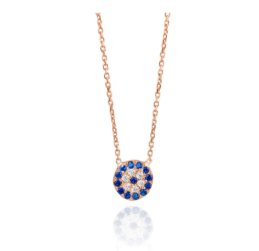 925 sterling silver evil eye necklace with 24K rose gold plated 0.70cm-0.70cm