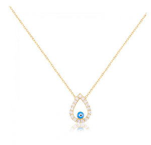 925 sterling silver evil eye necklace with 24K gold plated  0.80cm-1cm
