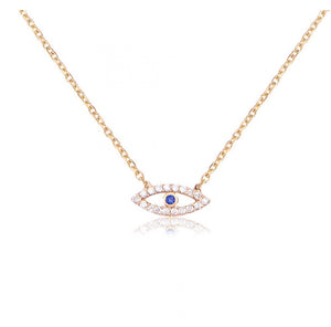 925 sterling silver evil eye necklace with 24K gold plated 1cm-0.50cm