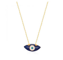 Load image into Gallery viewer, 925 sterling silver evil eye necklace with 24K gold plated  2.30cm-1cm
