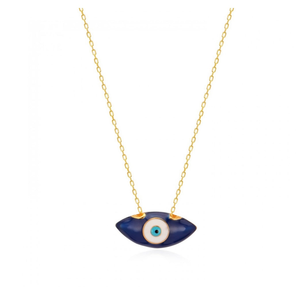 925 sterling silver evil eye necklace with 24K gold plated  2.30cm-1cm