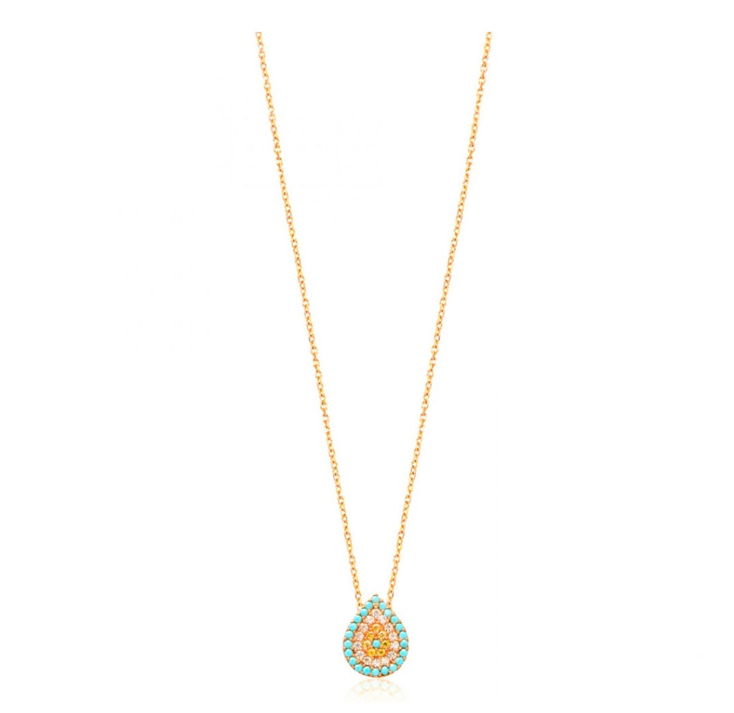 925 sterling silver evil eye necklace with 24K gold plated 1cm-1.20cm