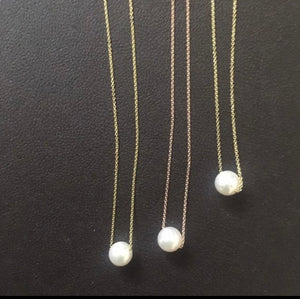 925 Silver chain with Single natural Pearl necklaces and 24k gold plated