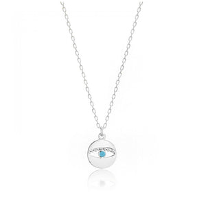 925 Sterling Silver  Evil Eye Necklace with  24K white Gold Plated 1cm,1cm