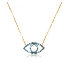 Load image into Gallery viewer, 925 sterling silver evil eye necklace with 24K gold plated 1.80cm-1cm
