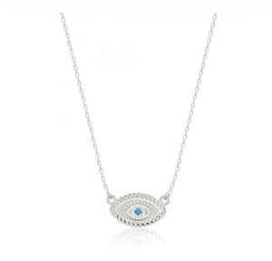 925 Sterling Silver  Evil Eye Necklace with 24K white Gold Plated 1.40cm,0.80cm