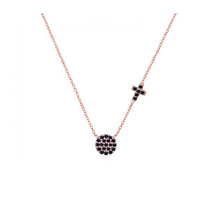 925 sterling silver necklace with cross and 24k gold plated 0.50cm-0.50cm